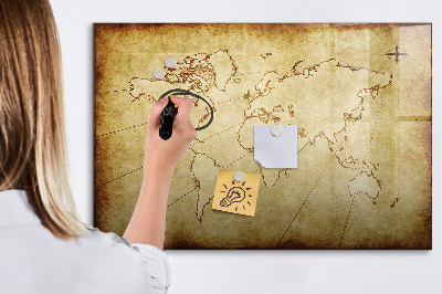 Magnetic erase board Old world map