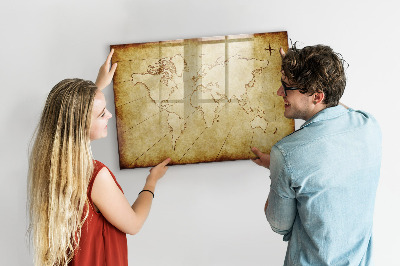 Magnetic erase board Old world map