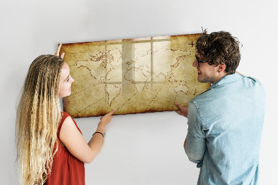 Magnetic erase board Old world map