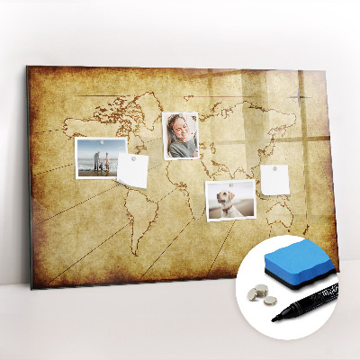 Magnetic erase board Old world map