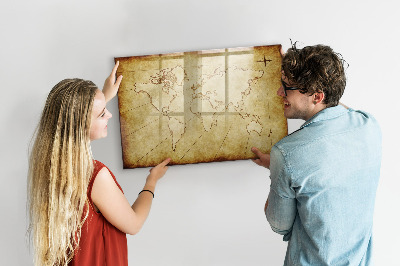 Magnetic erase board Old world map