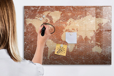 Magnetic erase board World map on brick