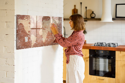 Magnetic erase board World map on brick
