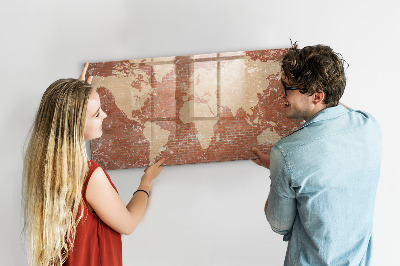 Magnetic erase board World map on brick