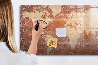 Magnetic erase board World map on brick