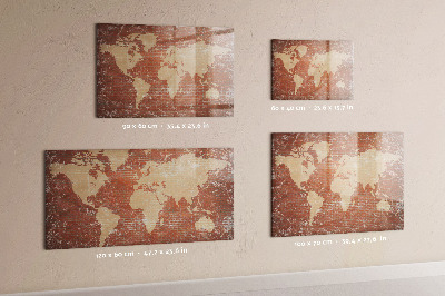 Magnetic erase board World map on brick