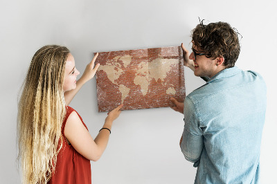 Magnetic erase board World map on brick