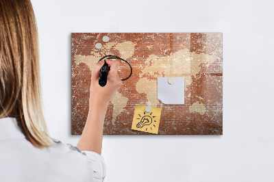 Magnetic erase board World map on brick
