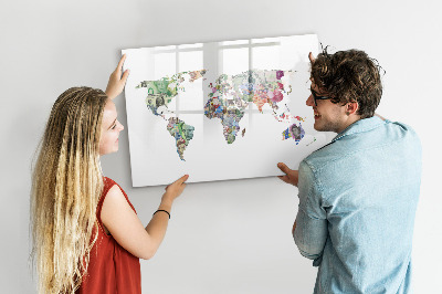 Magnetic writing board Banknew world map