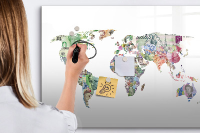 Magnetic writing board Banknew world map