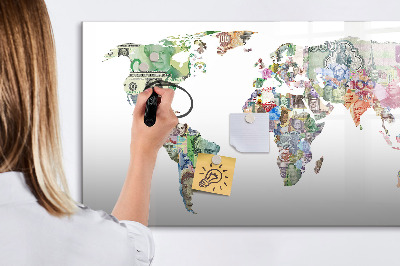 Magnetic board for writing Banknew world map