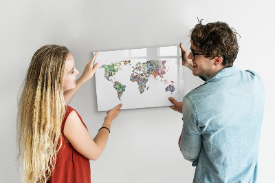 Magnetic writing board Banknew world map