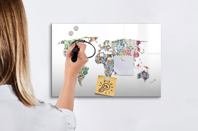 Magnetic board for writing Banknew world map