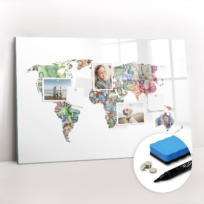 Magnetic writing board Banknew world map