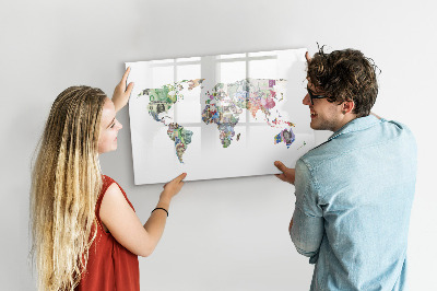 Magnetic writing board Banknew world map