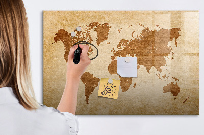 Magnetic writing board Old style world map