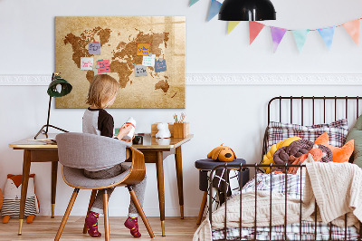 Magnetic writing board Old style world map