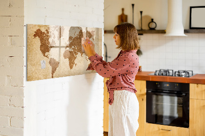 Magnetic writing board Old style world map