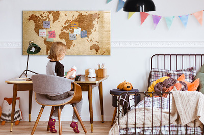 Magnetic writing board Old style world map
