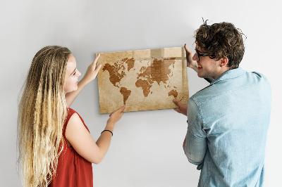 Magnetic writing board Old style world map