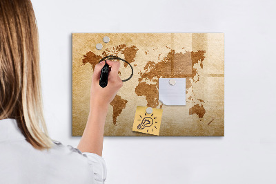 Magnetic writing board Old style world map