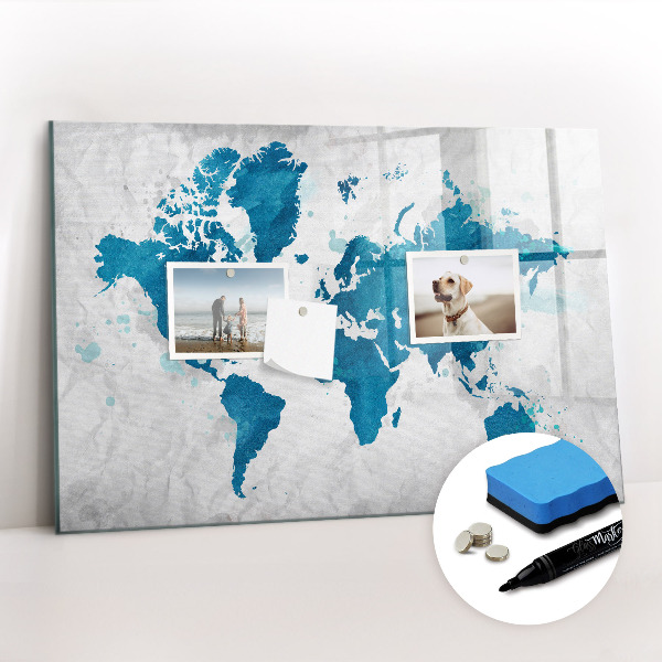 Magnetic erase board World map