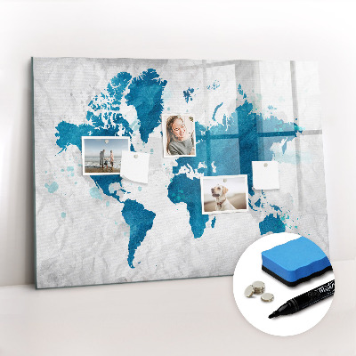 Magnetic erase board World map