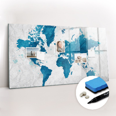 Magnetic erase board World map