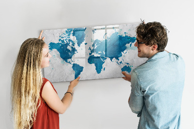 Magnetic erase board World map