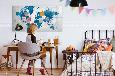 Magnetic erase board World map