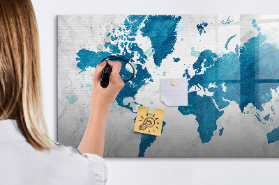 Magnetic erase board World map