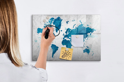 Magnetic erase board World map