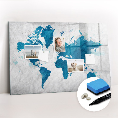 Magnetic erase board World map