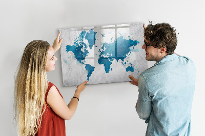 Magnetic erase board World map