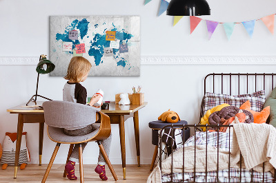 Magnetic erase board World map