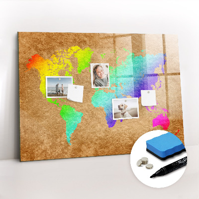 Magnetic writing board World map