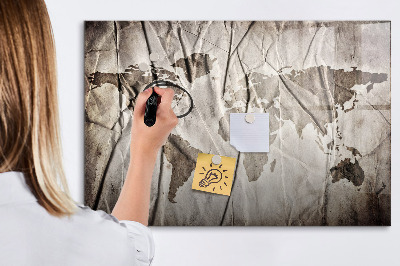 Magnetic writing board World map pattern