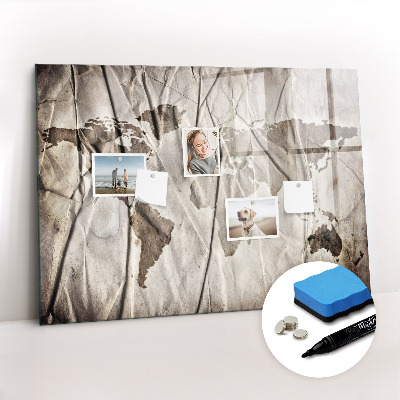 Magnetic writing board World map pattern
