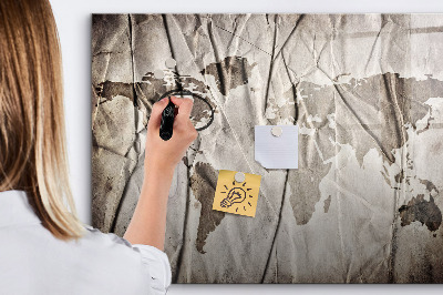 Magnetic writing board World map pattern