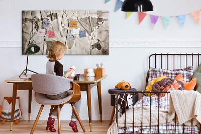 Magnetic writing board World map pattern
