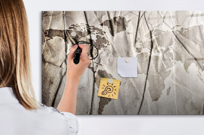 Magnetic writing board World map pattern