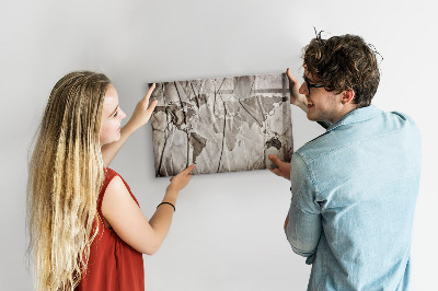 Magnetic writing board World map pattern