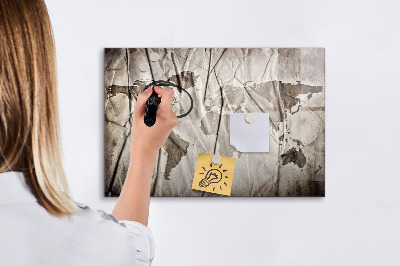 Magnetic writing board World map pattern