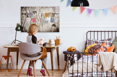 Magnetic writing board World map pattern