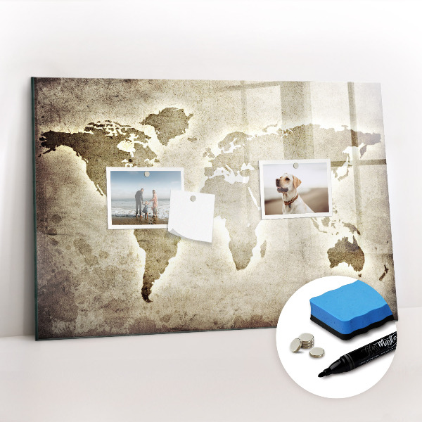 Magnetic erase board World map