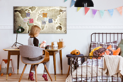 Magnetic erase board World map