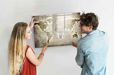 Magnetic erase board World map
