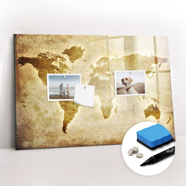 Magnetic writing board Old world map