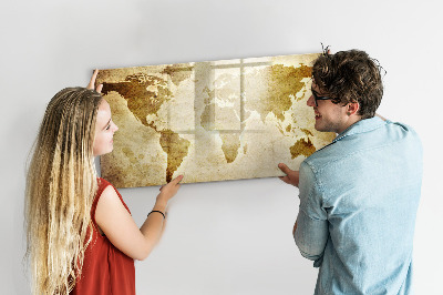 Magnetic writing board Old world map