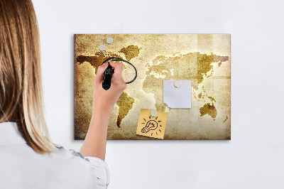 Magnetic writing board Old world map